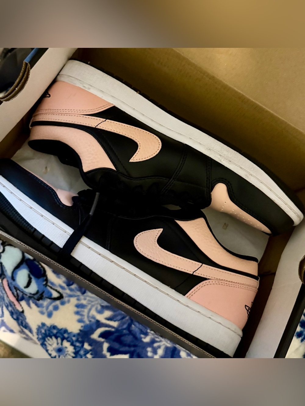 Air Jordan 1 Low Crimson Tint Black Pink Sneakers Men’s Size 9
